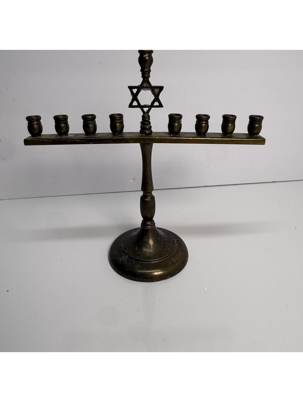 Vintage Solid Brass Menorah With Star of David Candelabra Judaism Candle Holder - Picture 6 of 8